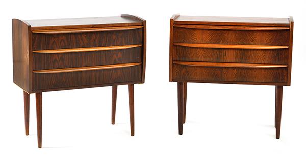 Appraisal: A PAIR OF DANISH BEDSIDE DRAWERS c s Denmark Rosewood