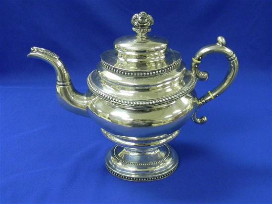 Appraisal: SILVER American coin silver teapot Gerardus Boyce NYC c beaded