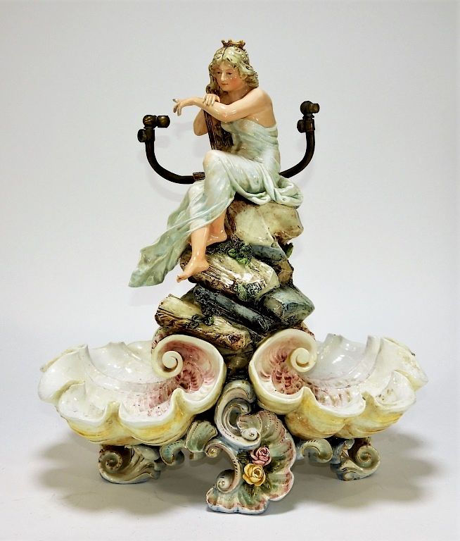 Appraisal: C Italian Majolica Figural Gas Lamp of Venus Italy th