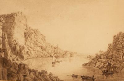 Appraisal: Follower of Nicholas Pocock On the Avon near Bristol sepia