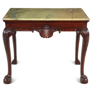 Appraisal: A George II Carved Mahogany Marble-Top Pier Table th Century