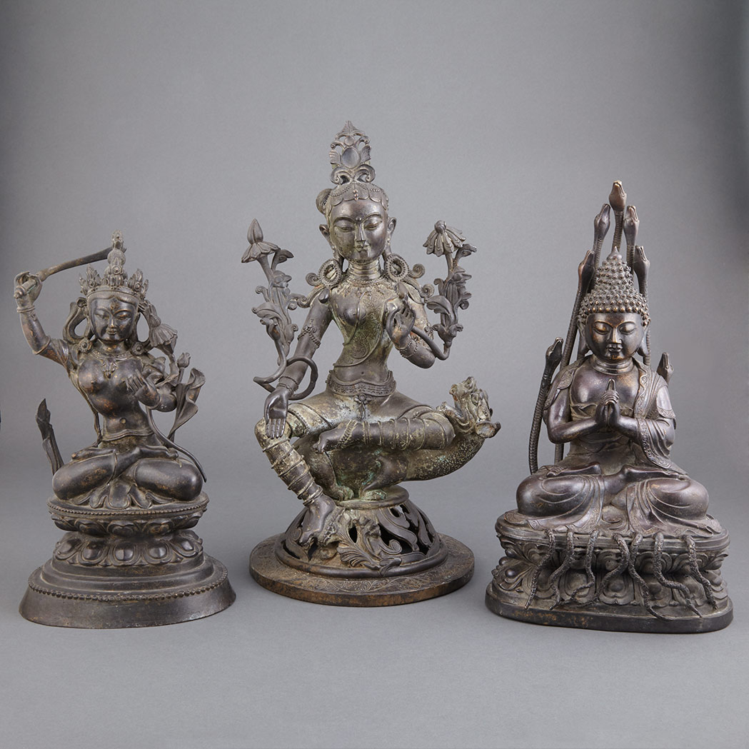 Appraisal: Group of Three Tibetan Bronze Buddhist Figures Comprising a seated