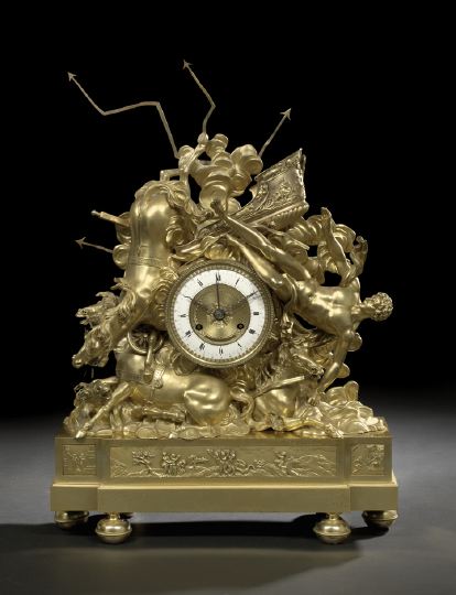 Appraisal: Fine and Rare French Gilt-Bronze Figural Mantel Clock Featuring The