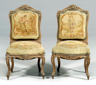 Appraisal: Pair Louis XV style side chairs each with carved beech