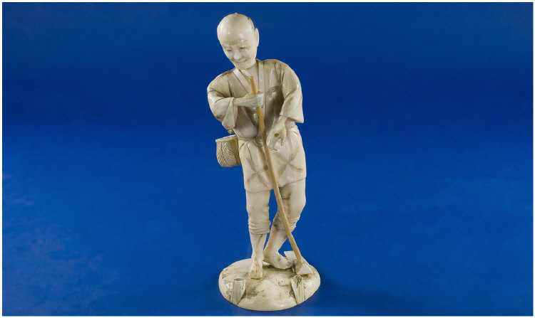 Appraisal: Nineteenth Century Japanese Ivory Figure man with staff