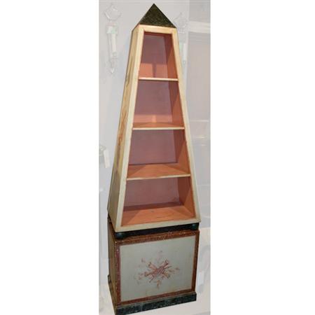 Appraisal: Neoclassical Style Faux Painted Obelisk-Form Bookcase Estimate -