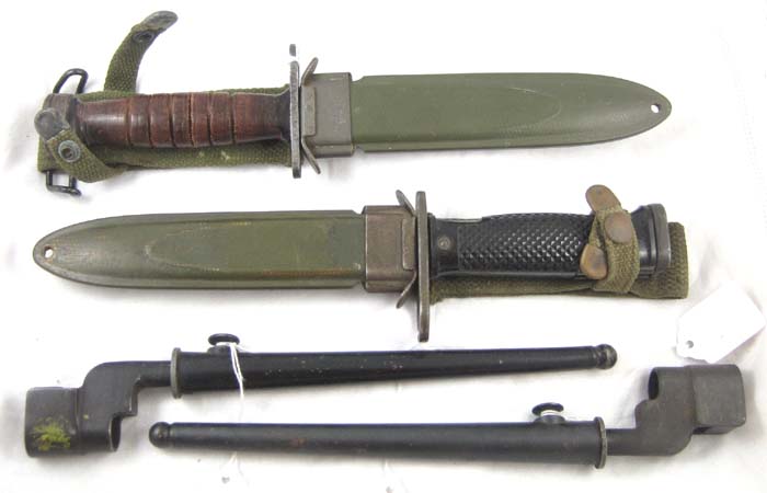 Appraisal: FOUR KNIVES BAYONETS Milpar US model M with US M