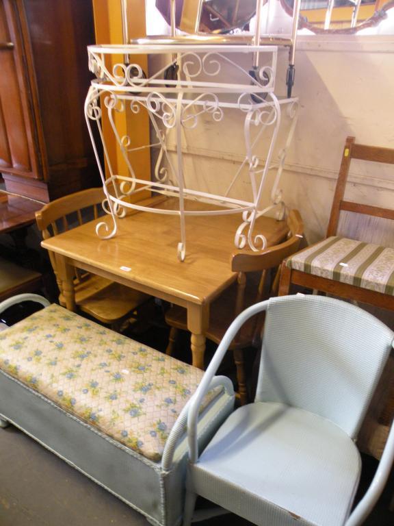 Appraisal: A modern kitchen table and two chairs a lloyd loom