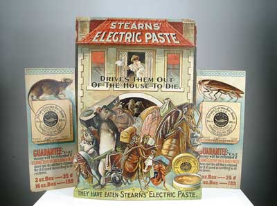 Appraisal: STEARNS ELECTRIC PASTE STORE DISPLAY Early three-panel folding cardboard display