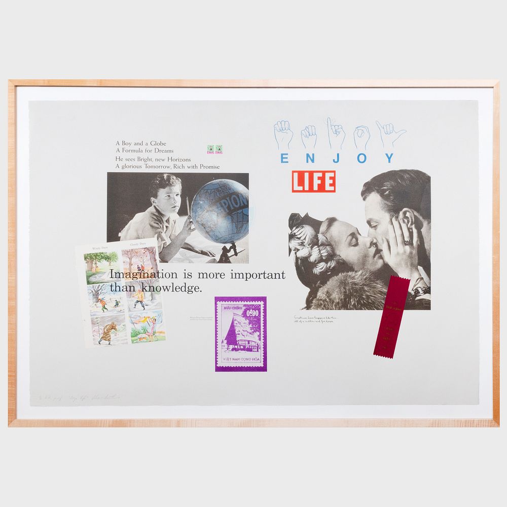 Appraisal: Alexis Smith b Boy's Life Lithograph with collage in colors