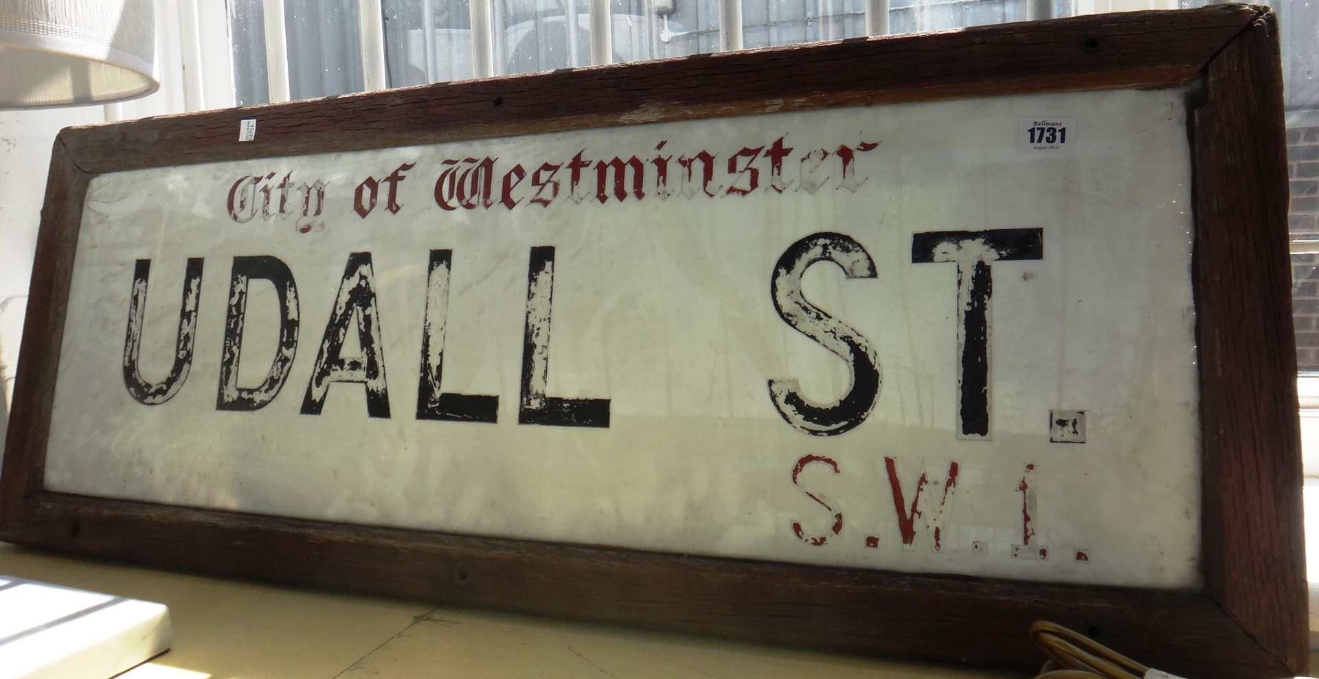 Appraisal: A London street sign early th century porcelain mounted in