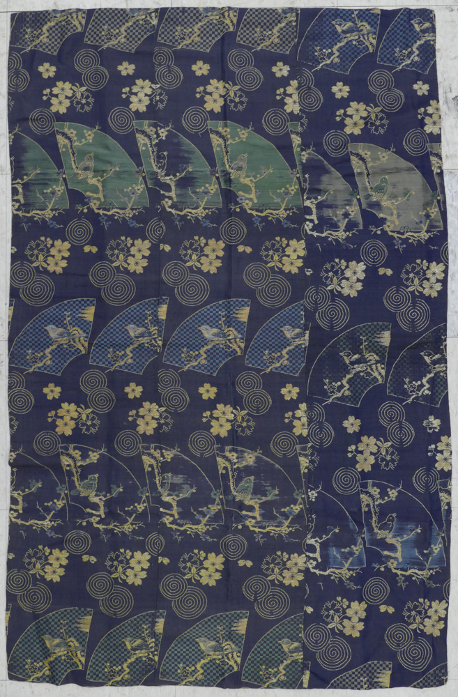 Appraisal: Old Japanese Blue Silk Brocade Panel ''x ''