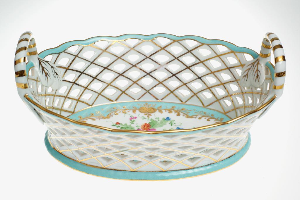 Appraisal: ROYAL CROWN DERBY PIERCED BASKET of oval form with a