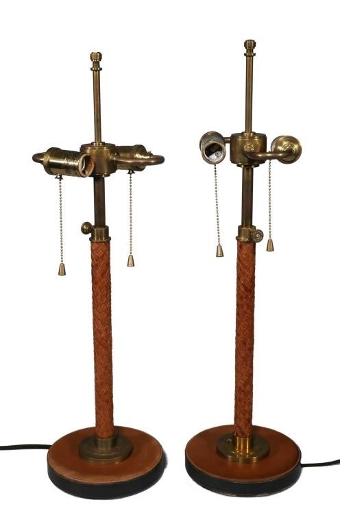 Appraisal: Pair of Ralph Lauren Home Pierson leather table lamps Each