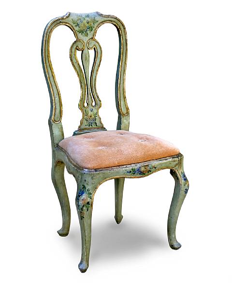 Appraisal: A large scale Italian Rococo parcel gilt and celadon painted