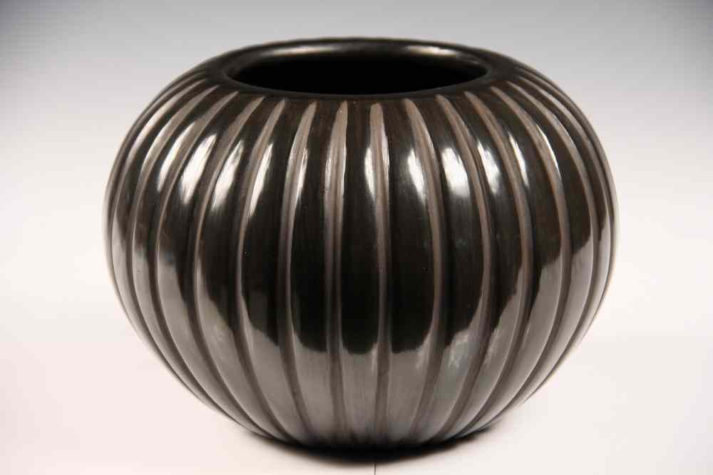 Appraisal: NATIVE AMERICAN BOWL - Black Melon Bowl in glossy glaze