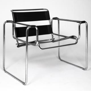 Appraisal: A Marcel Breuer - Leather and Bent Tubular Chrome Steel