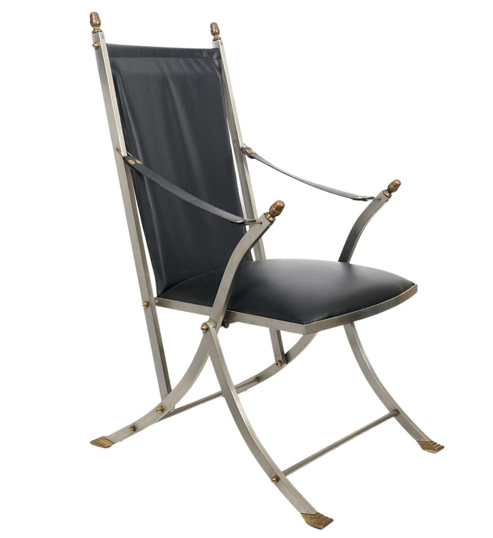 Appraisal: MAISON JANSEN STYLE FOLDING CAMPAIGN CHAIRMaison Jansen style folding 'Campaign'