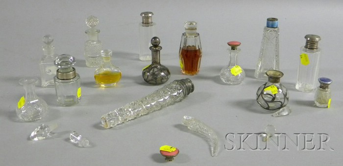 Appraisal: Approximately Fifteen Assorted Colorless Glass Perfumes and Colognes including metal