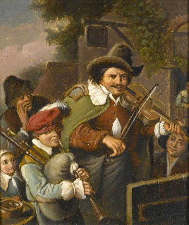 Appraisal: NORTHERN EUROPEAN COPYIST TH CENTURY ITINERANT MUSICIANS A BAGPIPE PLAYER