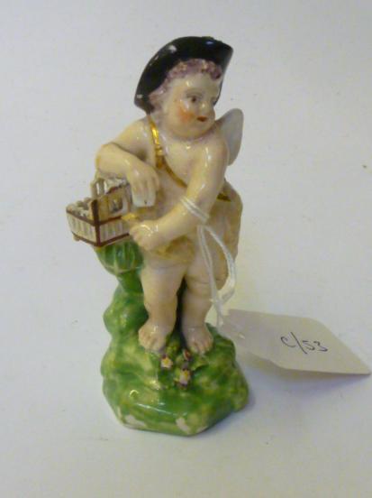 Appraisal: A DERBY PORCELAIN FIGURE OF CUPID wearing a black rimmed