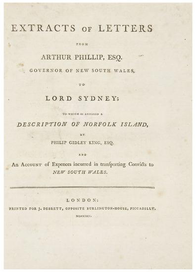 Appraisal: PHILLIP Arthur - Extracts of Letters from Arthur Phillip Esq