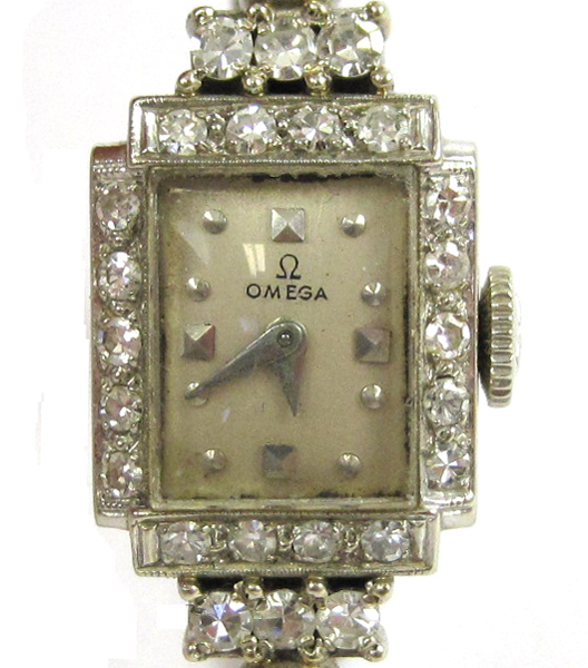 Appraisal: LADY'S OMEGA DIAMOND AND FOURTEEN KARAT WHITE GOLD WRIST WATCH