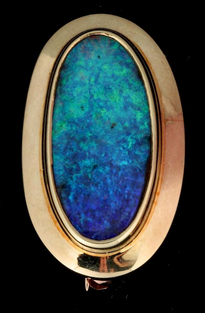 Appraisal: AN K GOLD AND OPAL BROOCH SIGNED MICKY ROOF The