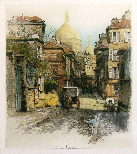 Appraisal: Robert Kasimir A View of Montmartre Paris Color etching signed