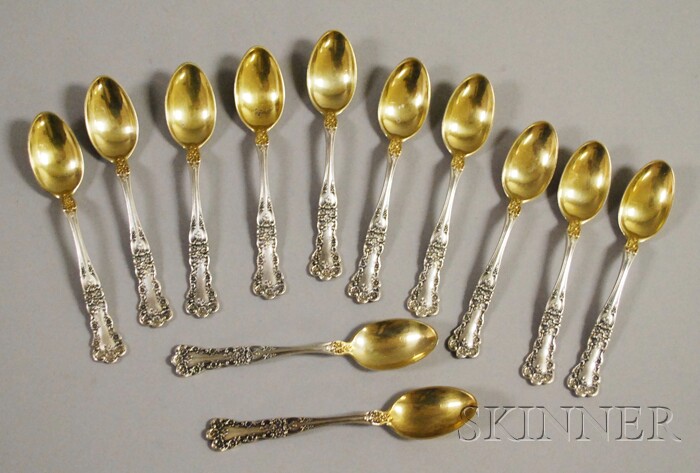 Appraisal: Twelve Gorham Buttercup Pattern Sterling Silver Demitasse Spoons with gilded