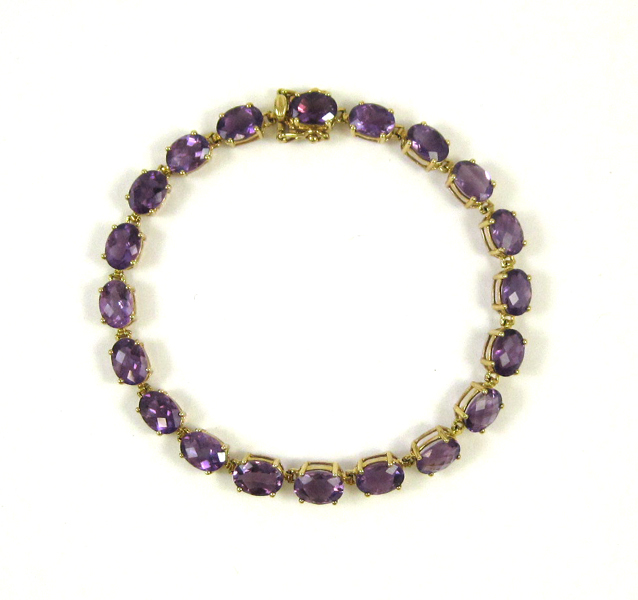 Appraisal: AMETHYST AND TEN KARAT GOLD BRACELET measuring - inches in