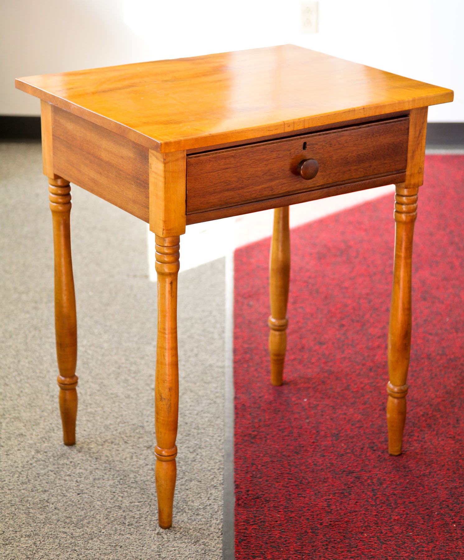 Appraisal: ONE DRAWER STAND American early th century maple and curly