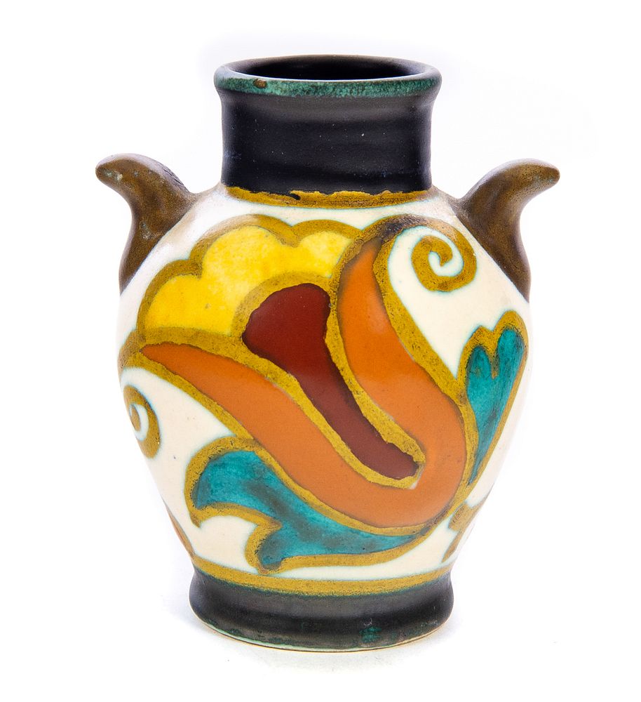 Appraisal: Gouda Holland Painted Pottery vase Gouda Holland Painted Pottery vase