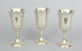 Appraisal: Three Sterling Silver Goblets This lot contains three sterling silver