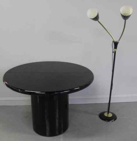 Appraisal: Midcentury Black Lacquer Pedestal Base DiningTable and a Black and