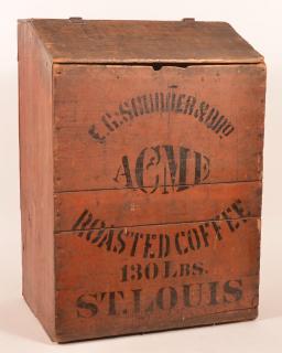 Appraisal: Antique Country Store Painted Wood Coffee Bin E G Schudder