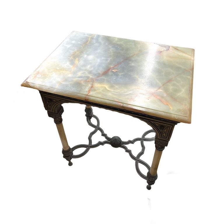 Appraisal: Antique French Bronze Mounted Onyx Center Table Antique French Bronze