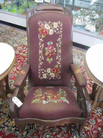 Appraisal: Needlepoint Rocker floral circa