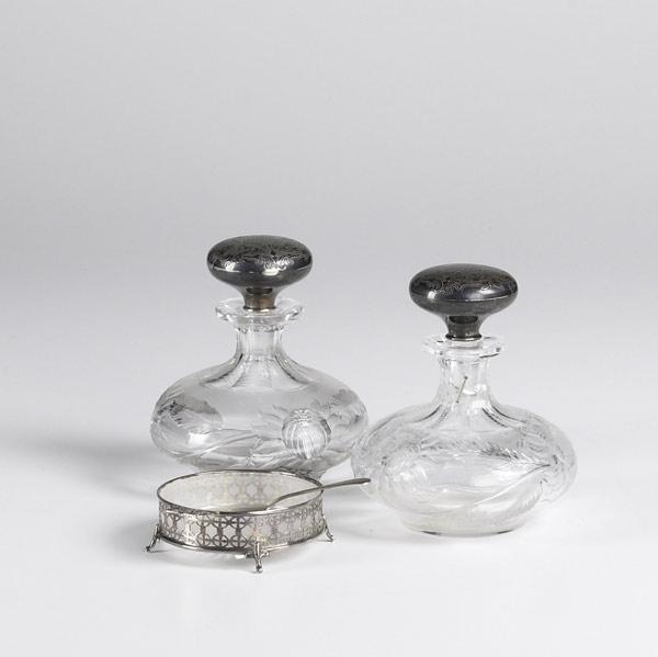 Appraisal: HAWKES Pair of cut glass cologne bottles with Gorham sterling