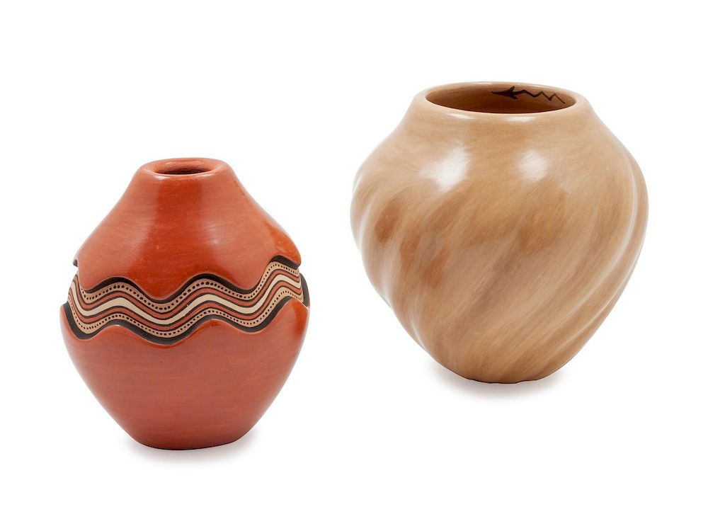 Appraisal: Two Fragua Family Vases largest height x diameter inches Two