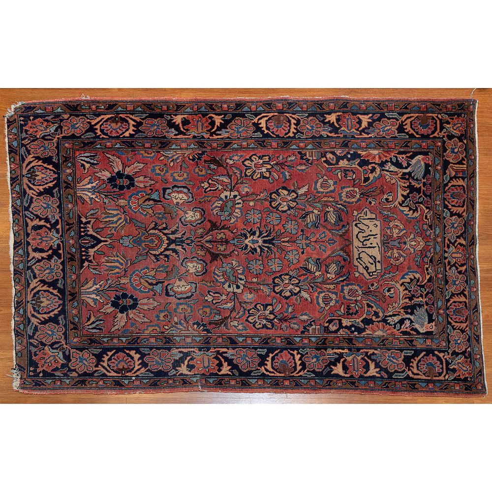 Appraisal: Antique Sarouk Rug Persia x Second quarter- th century hand-knotted