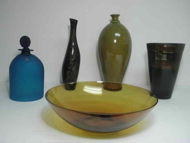 Appraisal: Lot of assorted glassware and pottery Includes a large amber