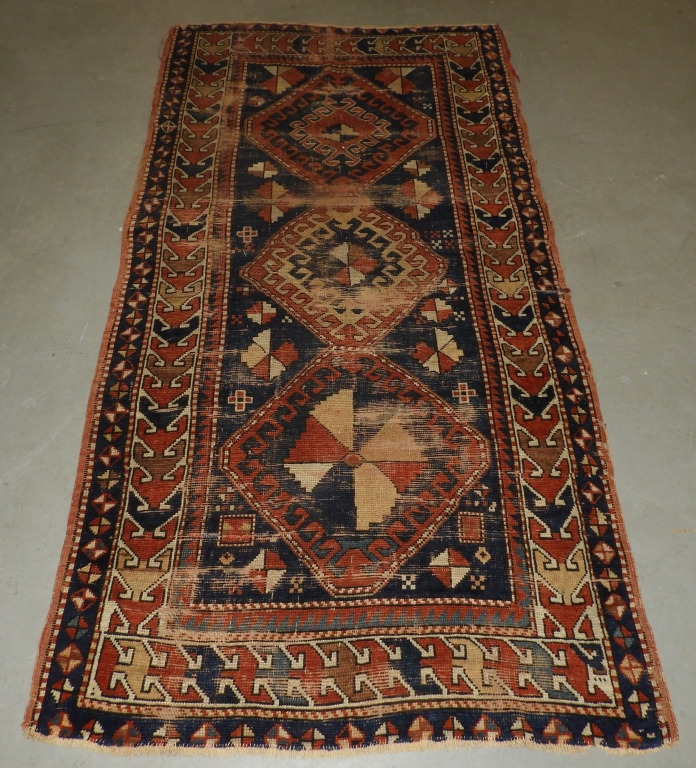 Appraisal: PERSIAN CAUCASIAN KAZAK WOOL CARPET RUG RUNNER Persia Circa Central