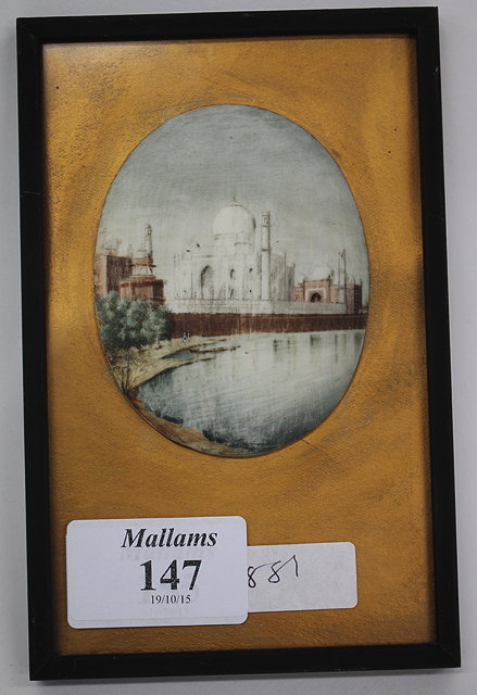 Appraisal: AN ANTIQUE INDIAN OVAL MINIATURE OF THE TAJ MAHAL cm