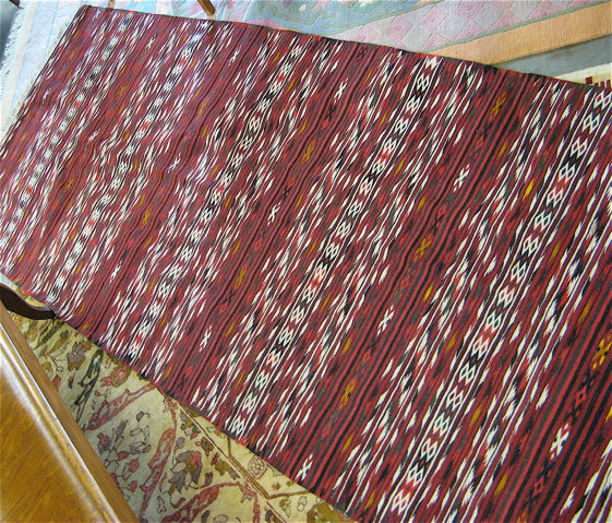 Appraisal: PERSIAN KILIM FLATWEAVE AREA RUG repeating stripes design without borders