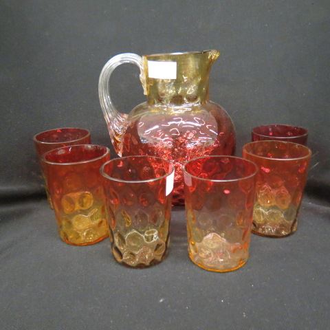 Appraisal: pc Amberina Art Glass Water Set New England Glass Works