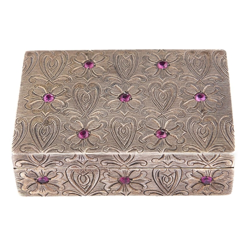 Appraisal: A Continental jewelled silver gilt snuff box th c mm