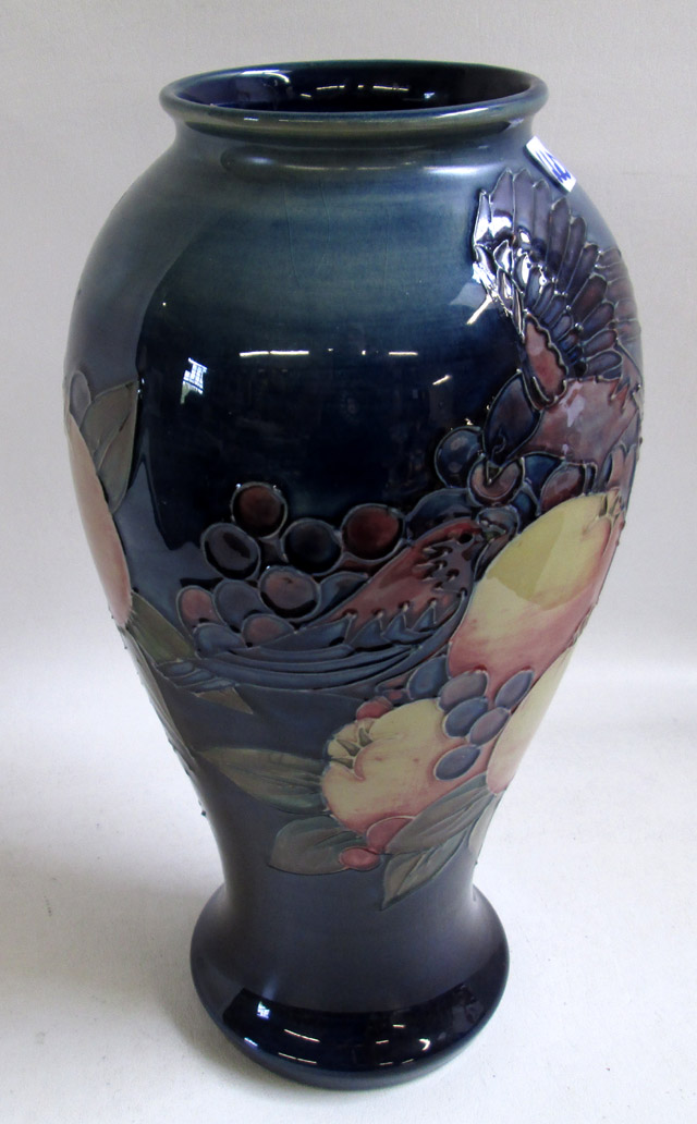 Appraisal: MOORCROFT POTTERY VASE IN THE FINCH PATTERN having high shoulder