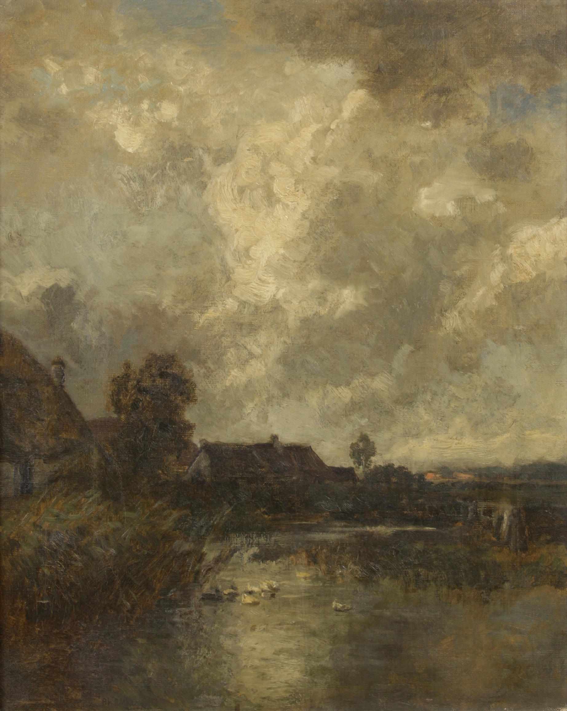 Appraisal: Philipp Rth German - Cottages by a pond under cloudy