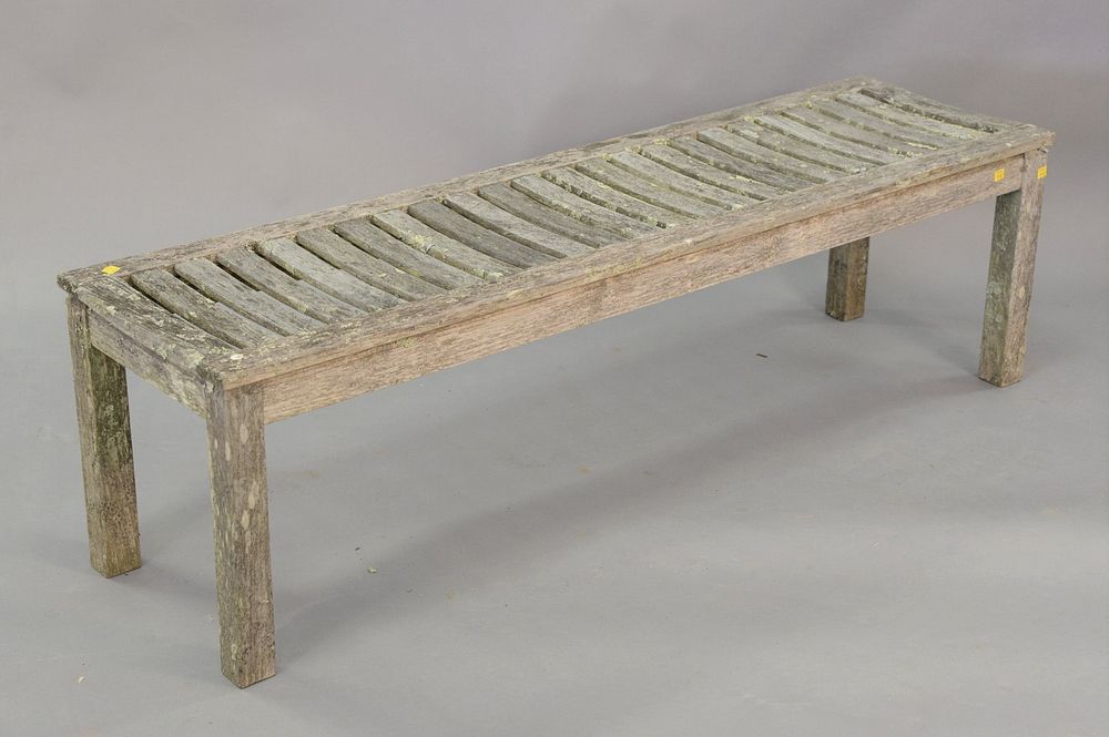 Appraisal: Outdoor teak low bench lg Outdoor teak low bench lg